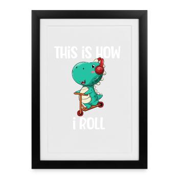 Scooter Dinosaur - Framed poster (27 × 37 cm) - black - Front