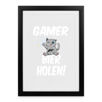 Go Get A Beer In German Gaming Gamer - Framed poster (27 × 37 cm) - black - Front