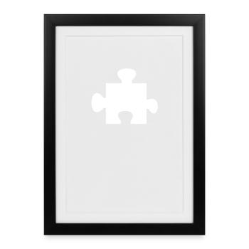 A White Puzzle Piece Puzzle Queen Puzzle King - Framed poster (27 × 37 cm) - black - Front