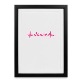Coeur battement ECG Danse Dance Valse cadeau - Affiche encadrée (27 × 37 cm) - noir - Devant