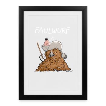 Fauler Maulwurf I Faulwurf Wortspiel I Chillen - Gerahmtes Poster (27 × 37 cm) - Schwarz - Vorne