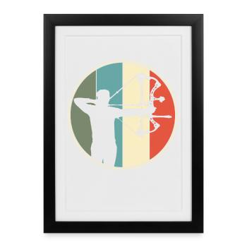 Tir à l’arc Chasse à l’arc rétro - Affiche encadrée (27 × 37 cm) - noir - Devant