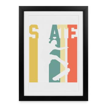 Skating Skater Skate Vintage - Framed poster (27 × 37 cm) - black - Front