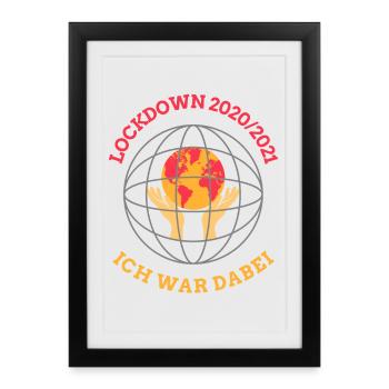Confinement 2020/21 – Globe et mains - Affiche encadrée (27 × 37 cm) - noir - Devant