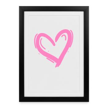 Coeur Design Amour Rose - Affiche encadrée (27 × 37 cm) - noir - Devant