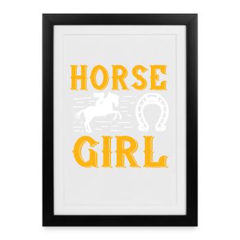 Horse Girl Chevaux fille cadeau - Affiche encadrée (27 × 37 cm) - noir - Devant