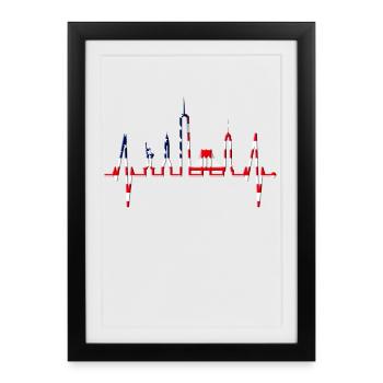 New York Skyline coeur coeur USA cadeau NY - Affiche encadrée (27 × 37 cm) - noir - Devant