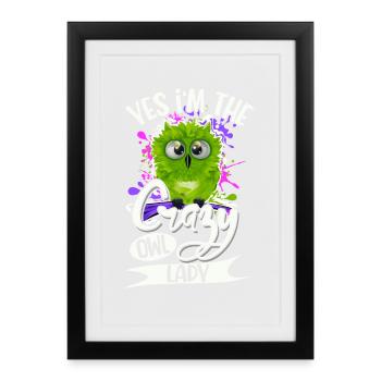 owl - Framed poster (27 × 37 cm) - black - Front