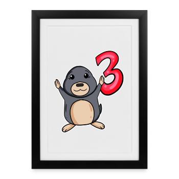 3 ans enfants cadeau d’anniversaire - Affiche encadrée (27 × 37 cm) - noir - Devant