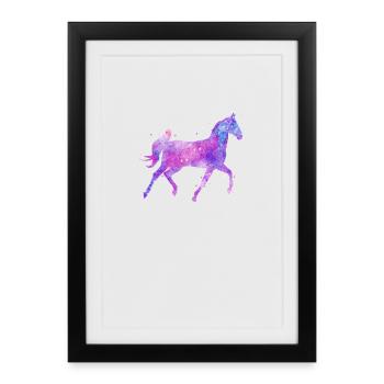 Horse Colorful Watercolors With Glitter - Framed poster (27 × 37 cm) - black - Front