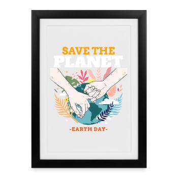 Sauver la Terre – Journée de la Terre - Affiche encadrée (27 × 37 cm) - noir - Devant