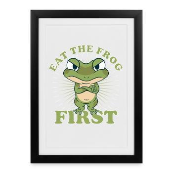 « Eat The Frog First » Comic To Dos d’abord - Affiche encadrée (27 × 37 cm) - noir - Devant