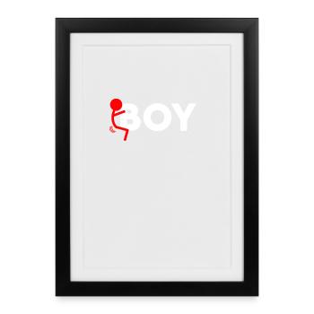Fuck Boy Lustig Spruch Humor Provokant Freche Mode - Gerahmtes Poster (27 × 37 cm) - Schwarz - Vorne