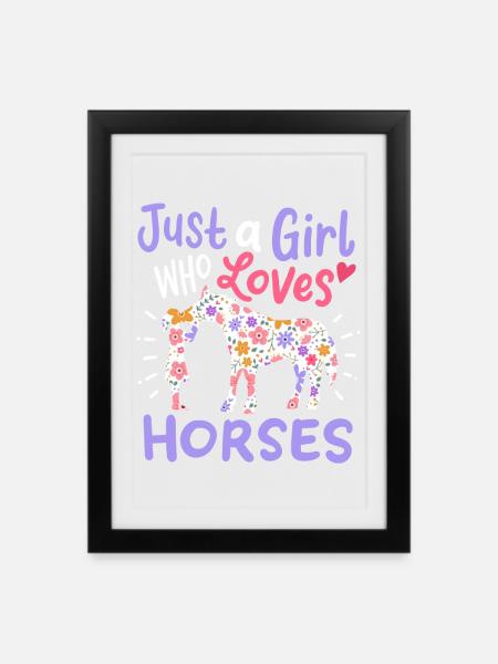 Chevaux Amateurs de chevaux - Affiche encadrée (27 × 37 cm) - noir