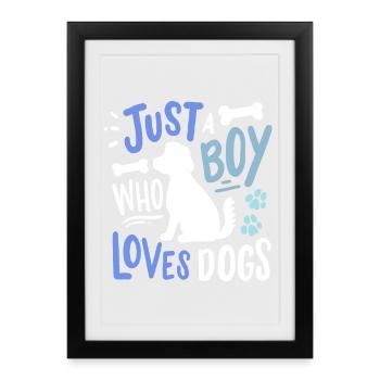 Chien Amoureux des chiens - Affiche encadrée (27 × 37 cm) - noir - Devant