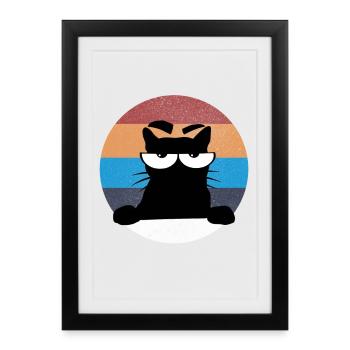Chat grumpy - Affiche encadrée (27 × 37 cm) - noir - Devant