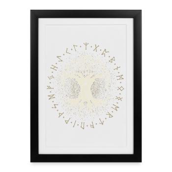 Ygdrassil World Tree Tree of Life Valknut - Framed poster (27 × 37 cm) - black - Front