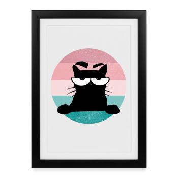 Motif du chat Pas de bouc de muffins du matin - Affiche encadrée (27 × 37 cm) - noir - Devant