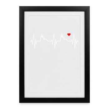 Cologne Skyline battement de coeur coeur coeur Kölsch Kölner - Affiche encadrée (27 × 37 cm) - noir - Devant