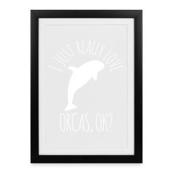 Orcas Whales - Framed poster (27 × 37 cm) - black - Front