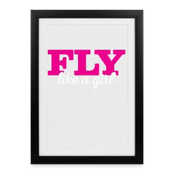 Pilote Fille Aviation Flying - Affiche encadrée (27 × 37 cm) - noir - Devant