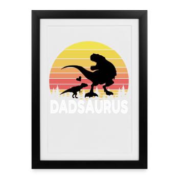 Papa T Rex - Affiche encadrée (27 × 37 cm) - noir - Devant