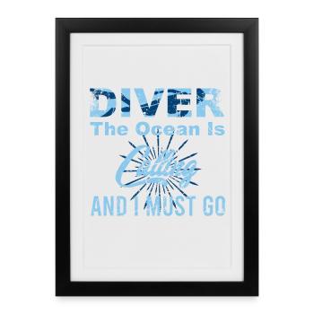 Diver motivation design for water sports fans - Framed poster (27 × 37 cm) - black - Front