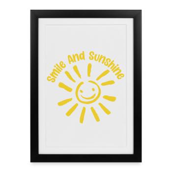 Smile And Sunshine Sunburst  - Framed poster (27 × 37 cm) - black - Front