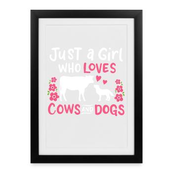 Cow dog cows and dogs - Framed poster (27 × 37 cm) - black - Front
