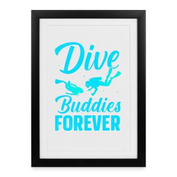 Diver Diving Partner - Framed poster (27 × 37 cm) - black - Front