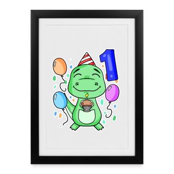 1st birthday - 1 year old - Framed poster (27 × 37 cm) - black - Front
