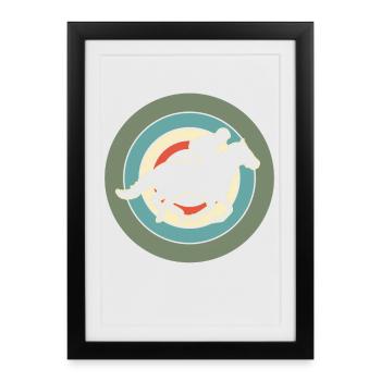 Cavalier Cavalier Equestre Rétro - Affiche encadrée (27 × 37 cm) - noir - Devant