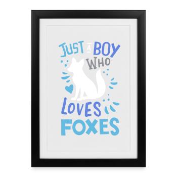 Renards Renard Amoureux du renard - Affiche encadrée (27 × 37 cm) - noir - Devant