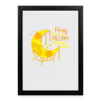 Islam chemise croissant de lune rengaine Allah - Affiche encadrée (27 × 37 cm) - noir - Devant
