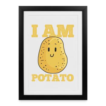 Pomme de terre Kawaii - Affiche encadrée (27 × 37 cm) - noir - Devant