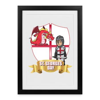 Chevalier Dragon de la Saint-Georges - Affiche encadrée (27 × 37 cm) - noir - Devant