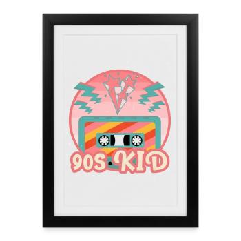 Mixtape Cassette 90s Kid Stars Flashes - Framed poster (27 × 37 cm) - black - Front