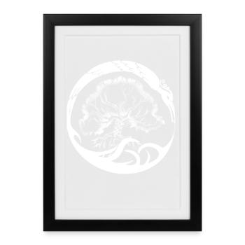 Circle Tree Yin-Yang Silhouette - Framed poster (27 × 37 cm) - black - Front
