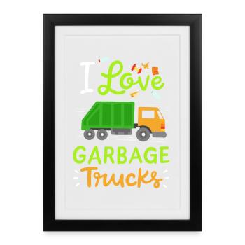 Garbage Truck Garbage Day - Framed poster (27 × 37 cm) - black - Front