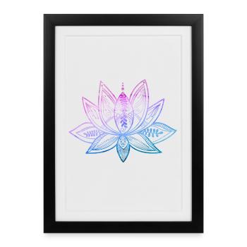 Lotus Meditation Yoga Gradient rose bleu - Affiche encadrée (27 × 37 cm) - noir - Devant