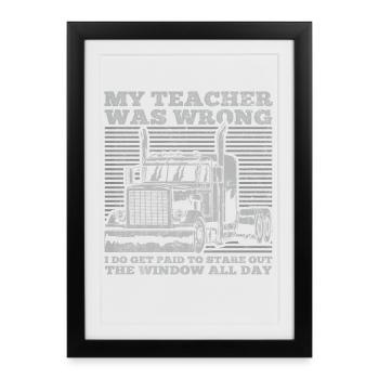 Truck Trucker Truck Driver Vintage - Affiche encadrée (27 × 37 cm) - noir - Devant