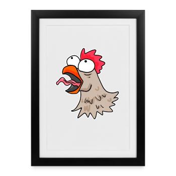 Poulet tête poulet - Affiche encadrée (27 × 37 cm) - noir - Devant