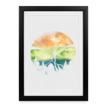 Wanderlust Hiker – Watercolor Adventure - Framed poster (27 × 37 cm) - black - Front