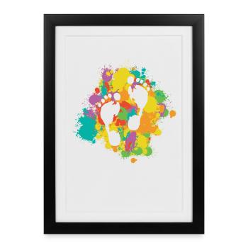 Footprints With Colorful Frame - Framed poster (27 × 37 cm) - black - Front