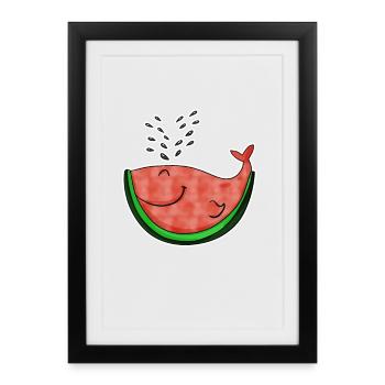 Pastèque Baleine - Affiche encadrée (27 × 37 cm) - noir - Devant
