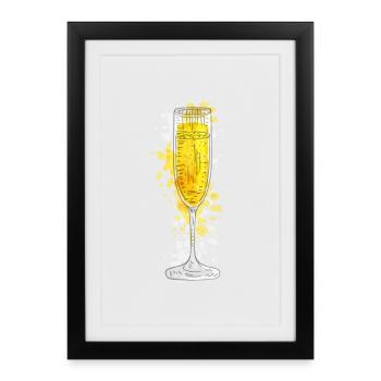 Prosecco glass glass watercolors - Framed poster (27 × 37 cm) - black - Front