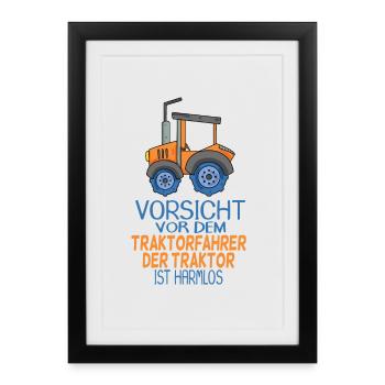 Trecker Traktorfahrer Geschenk - Gerahmtes Poster (27 × 37 cm) - Schwarz - Vorne