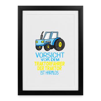 Trecker Traktorfahrer Geschenk - Gerahmtes Poster (27 × 37 cm) - Schwarz - Vorne