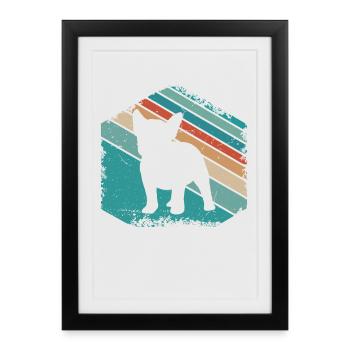 Design du chien mignon du bouledogue français - Affiche encadrée (27 × 37 cm) - noir - Devant