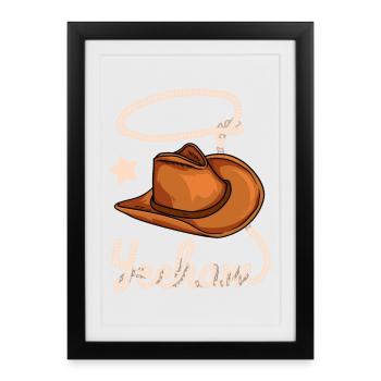 Cowboy Yeehaw Western - Affiche encadrée (27 × 37 cm) - noir - Devant